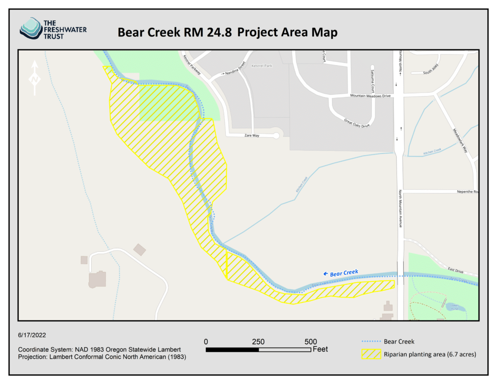 Bear Creek river mile 24.8 project area map