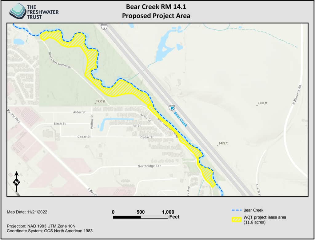 Bear Creek river mile 14.1 proposed project area map.
