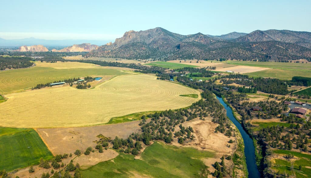 Crooked River and irrigated farm fields